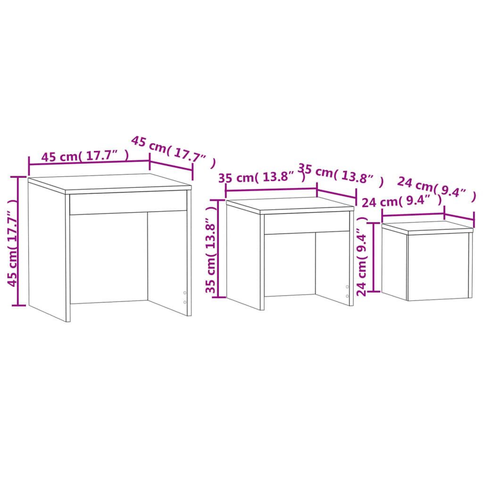 Voir la diapositive 6 : VIDAXL Tables gigognes 3 pcs Chene sonoma Agglomere