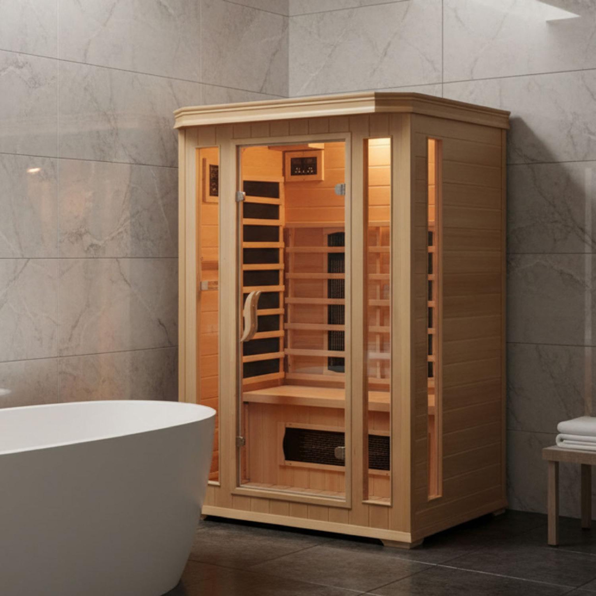 Voir la diapositive 2 : CONCEPT USINE Cabine de sauna luxe infrarouge 2 places narvik