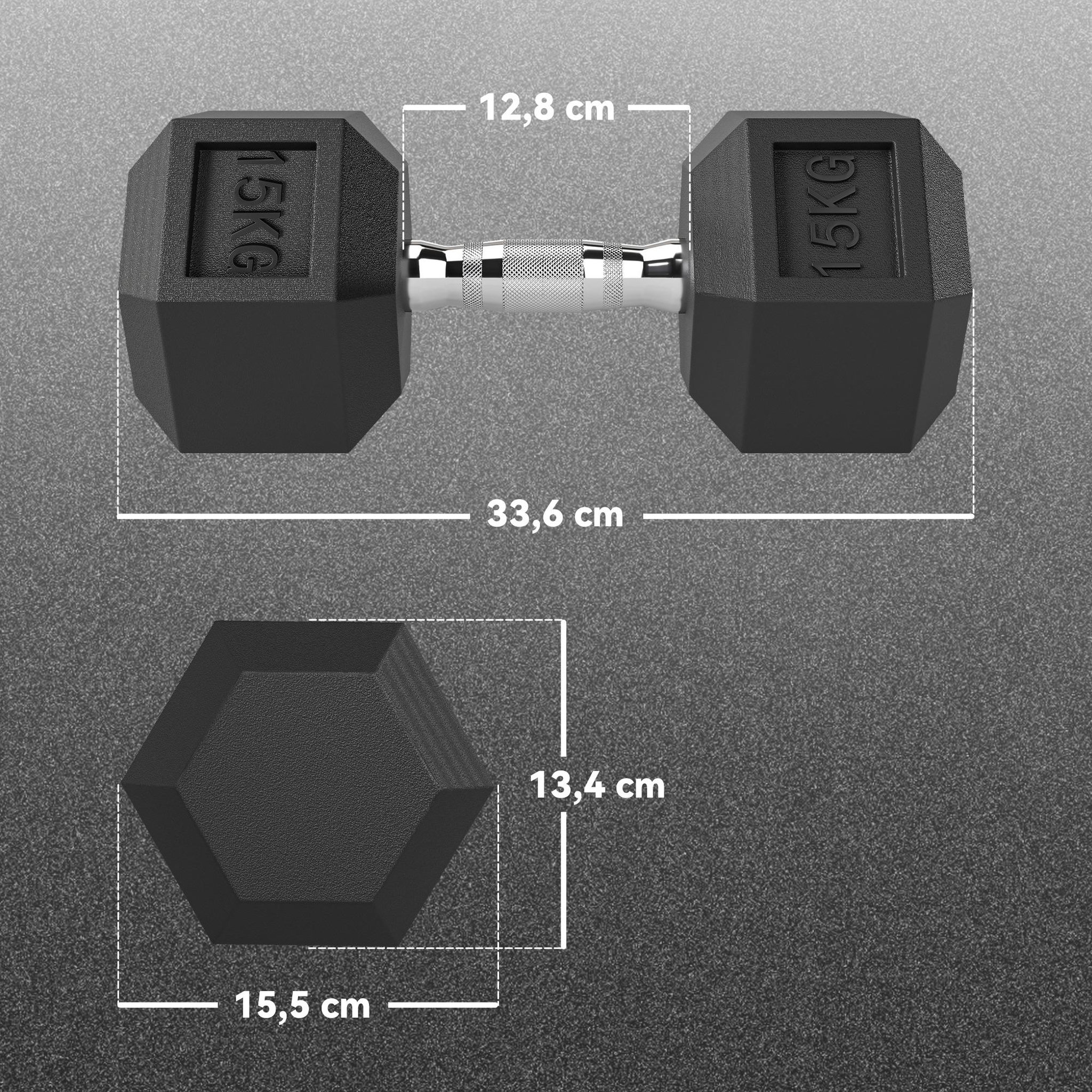 Voir la diapositive 3 : HOMCOM Lot de 2 haltères courtes poids total 30 kg - entraînement musculaire & haltérophilie - acier caoutchouc noir