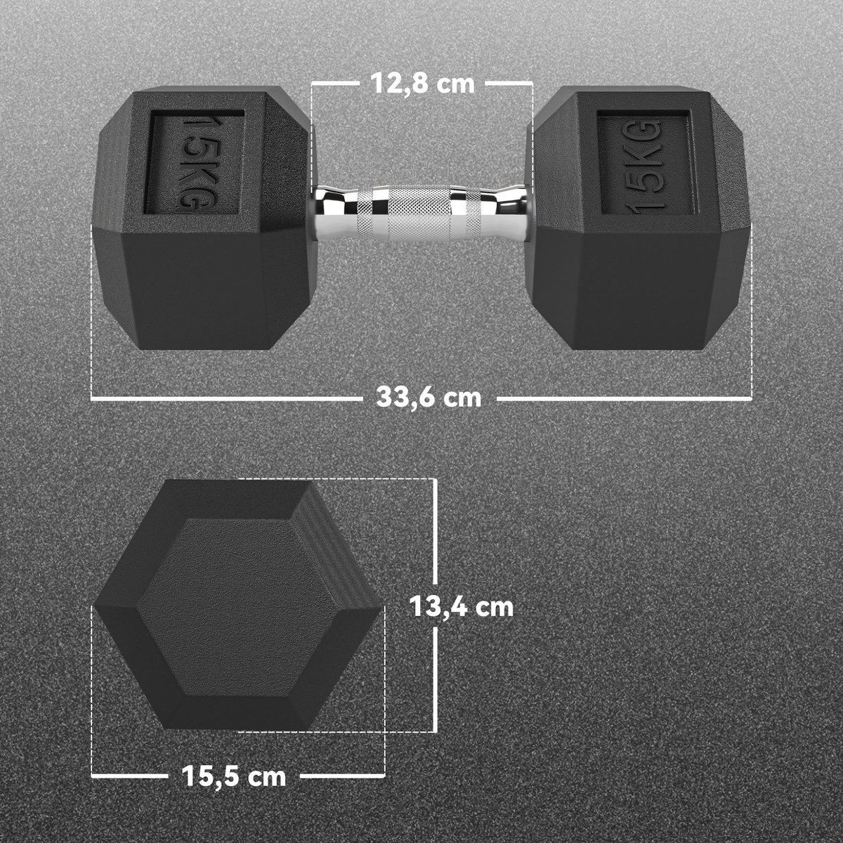 HOMCOM Lot de 2 haltères courtes poids total 30 Kg - entraînement musculaire & haltérophilie - acier caoutchouc noir
