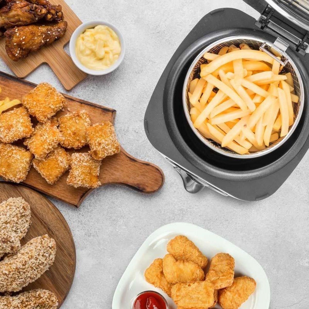 KITCHENCOOK Kitchencook - Friteuse électrique 1l 2en1  - Avec Service à Fondue - Couvercle Avec Fenêtre - Revêtement Antiadhésif