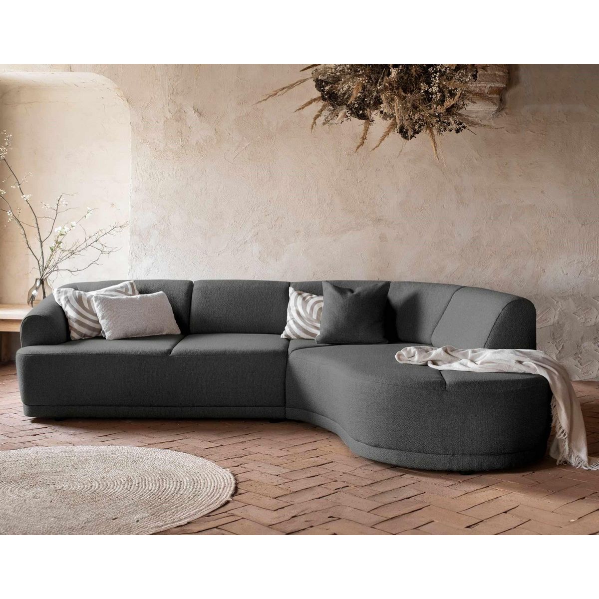 BEST MOBILIER Siena - canapé d'angle droit - 5 places - en tissu