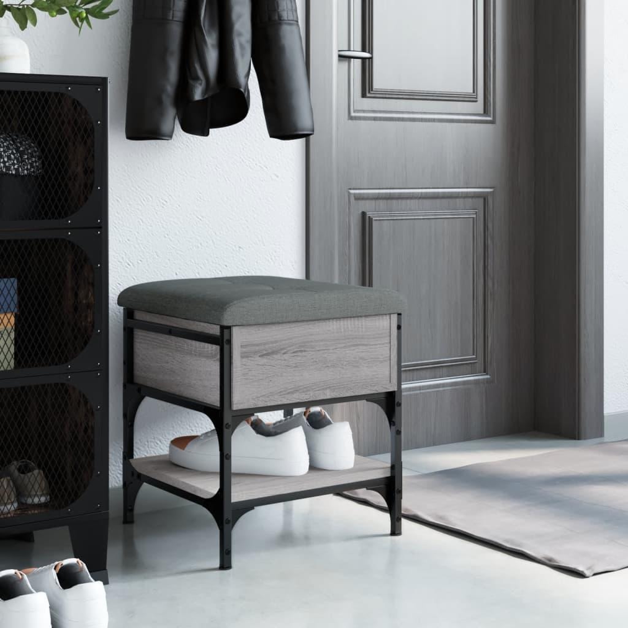 Voir la diapositive 3 : VIDAXL Banc a chaussures sonoma gris 42x42x45 cm bois d'ingenierie