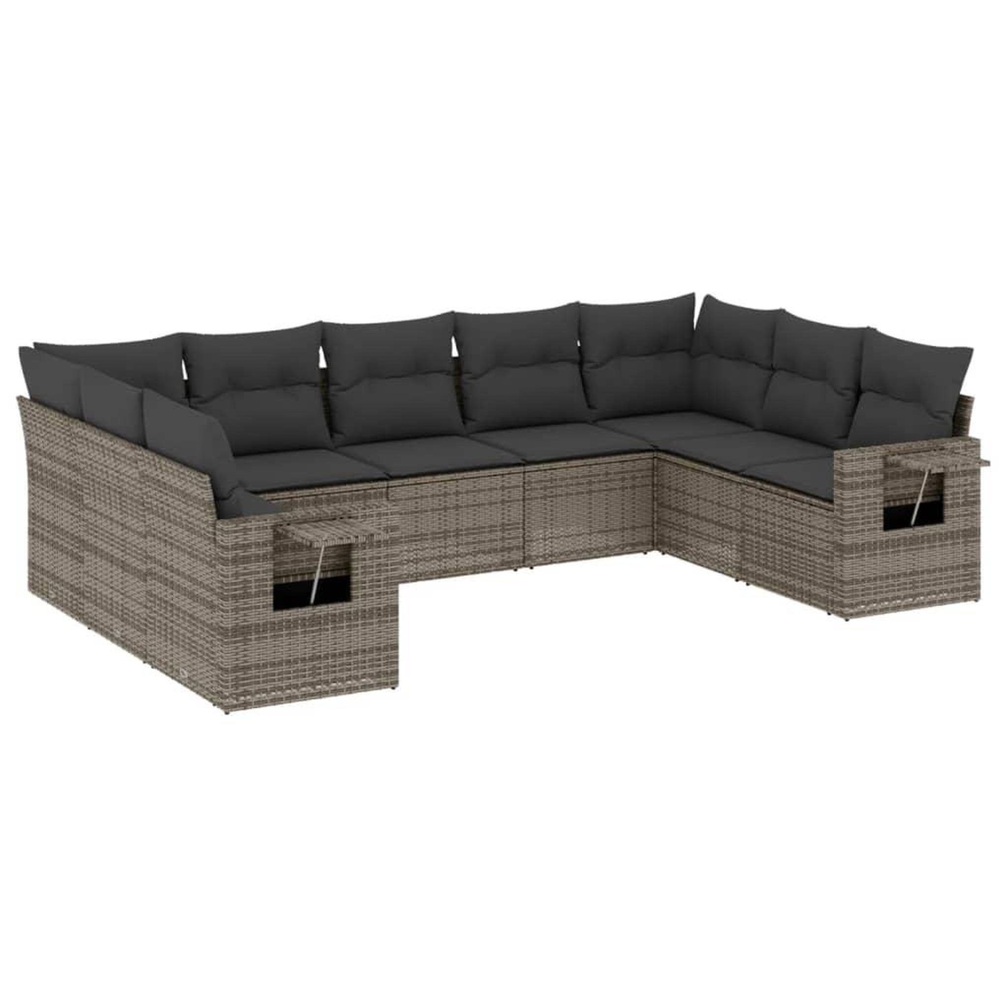 Voir la diapositive 2 : VIDAXL Salon de jardin 9 pcs avec coussins gris resine tressee