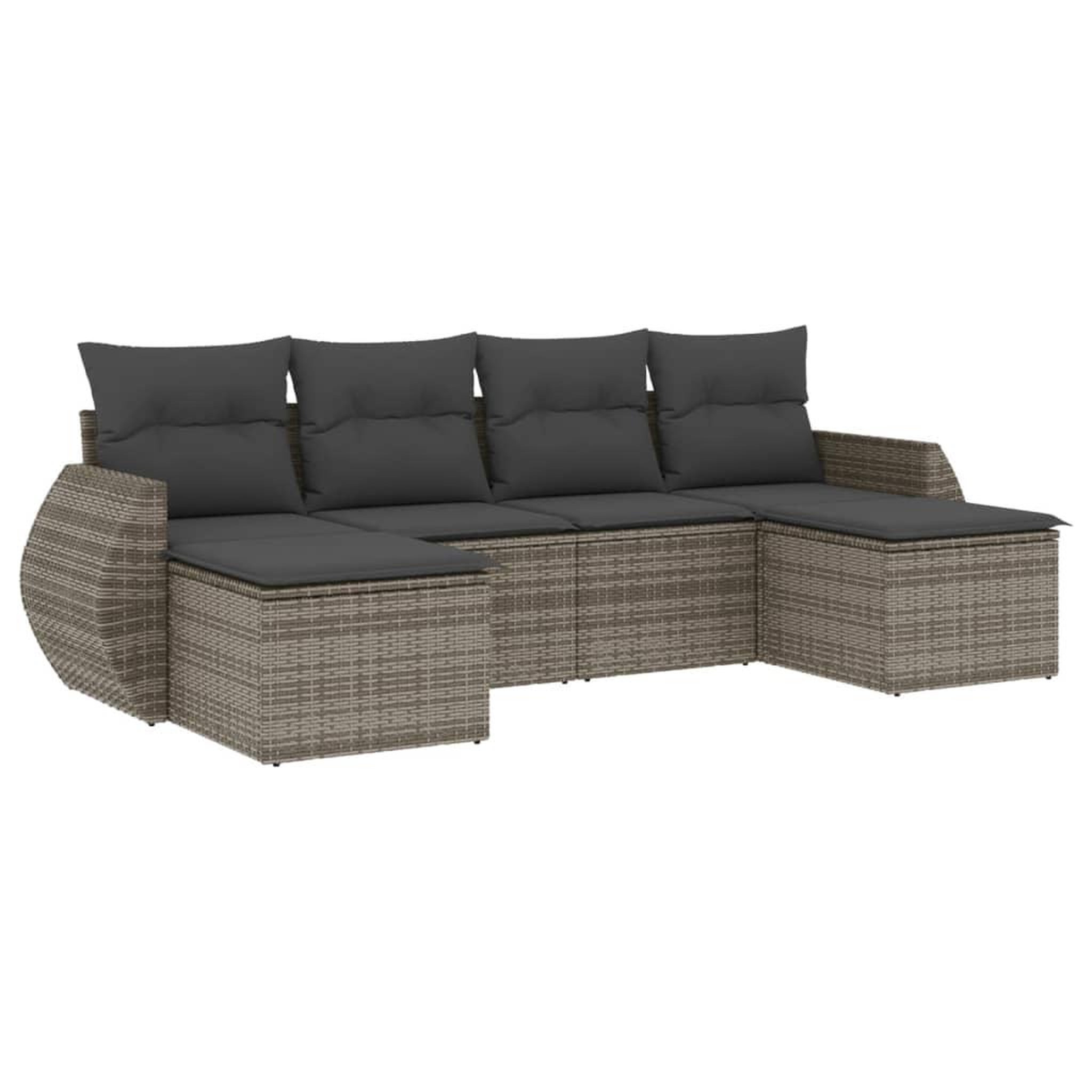 Voir la diapositive 2 : VIDAXL Salon de jardin 6 pcs avec coussins gris resine tressee