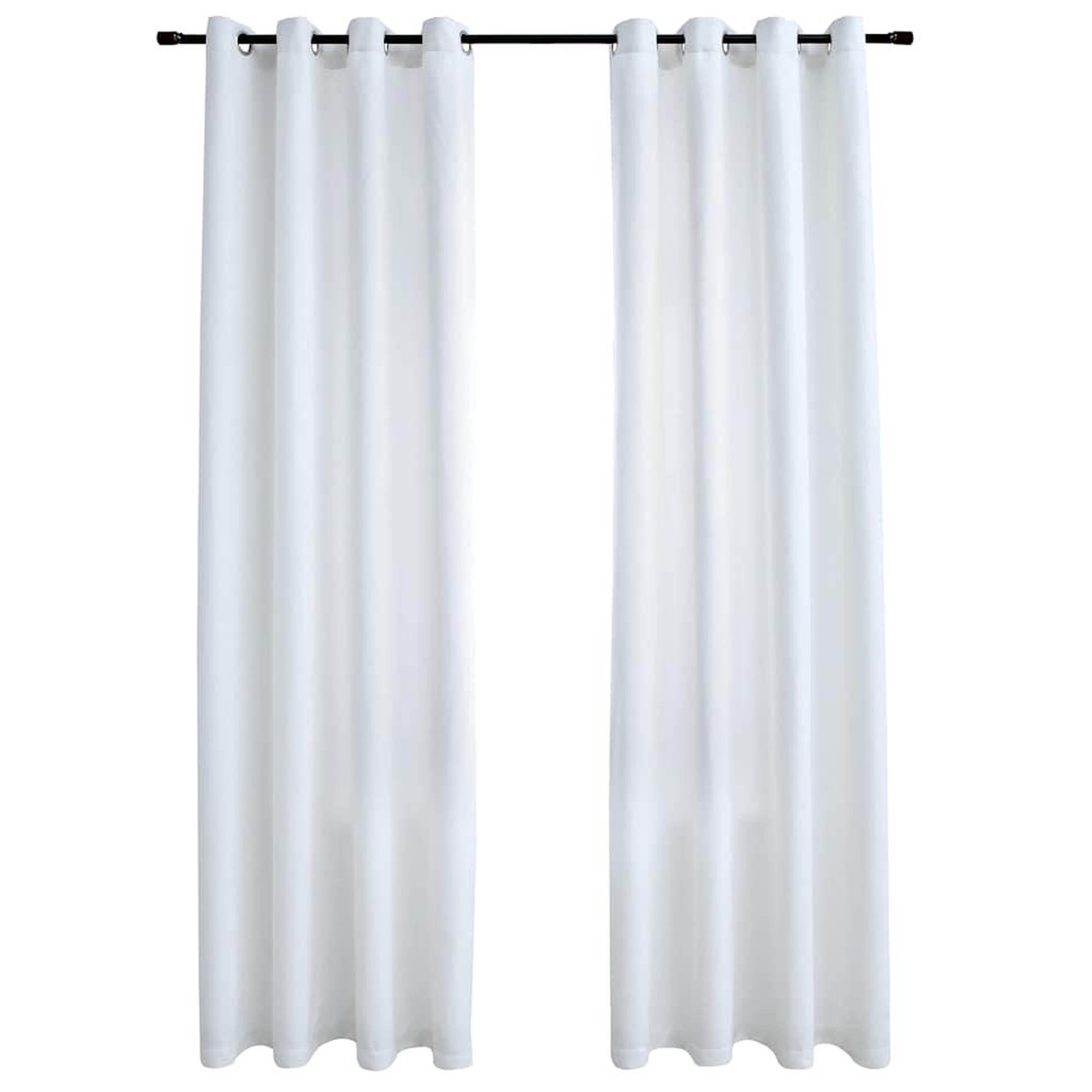 Voir la diapositive 2 : VIDAXL Rideau occultant et anneaux en metal 2pcs Blanc casse 140x175cm