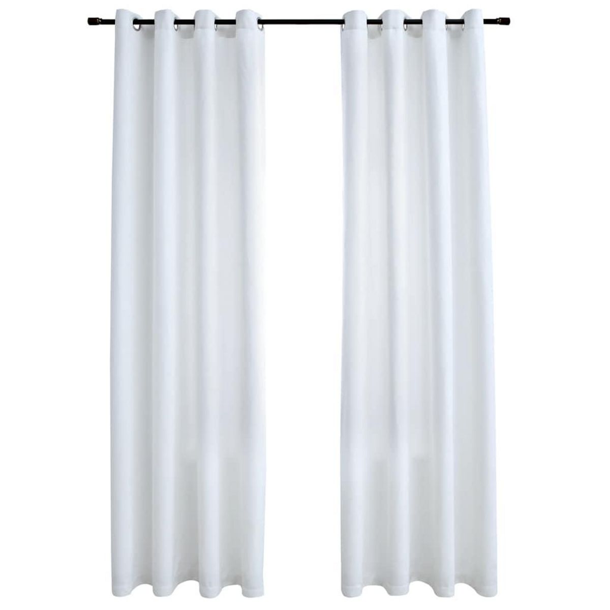 VIDAXL Rideau occultant et anneaux en metal 2pcs Blanc casse 140x175cm