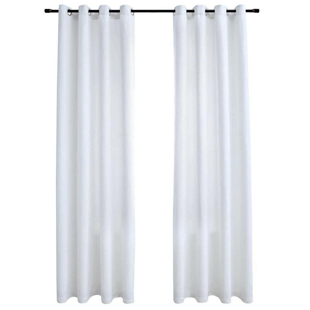VIDAXL Rideau occultant et anneaux en metal 2pcs Blanc casse 140x175cm