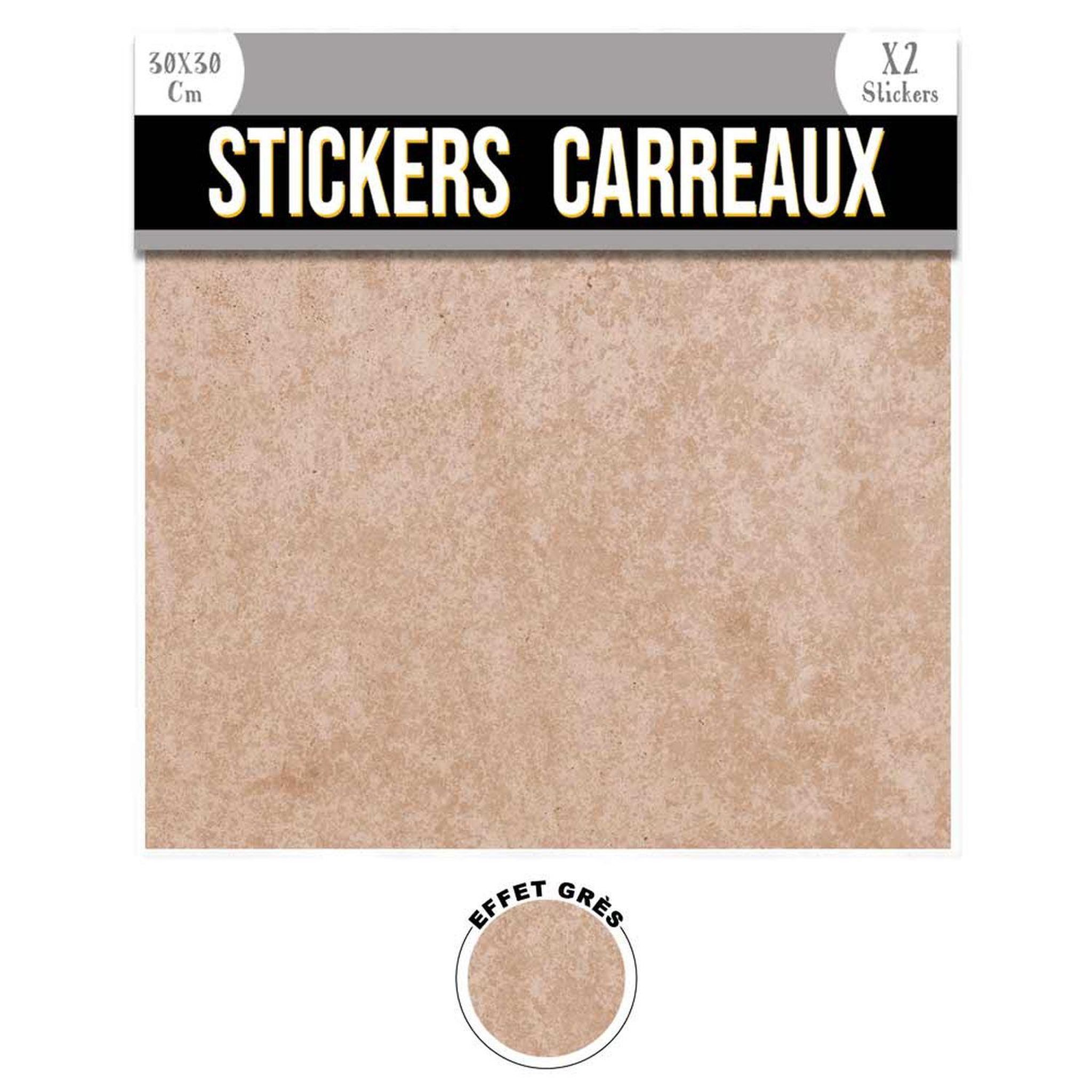 SUD TRADING 2 stickers effet grès - 30 x 30 cm - beige