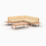 Rendez vous déco Salon de jardin 4 personnes en teck massif et tissu rayé jaune-Nadila