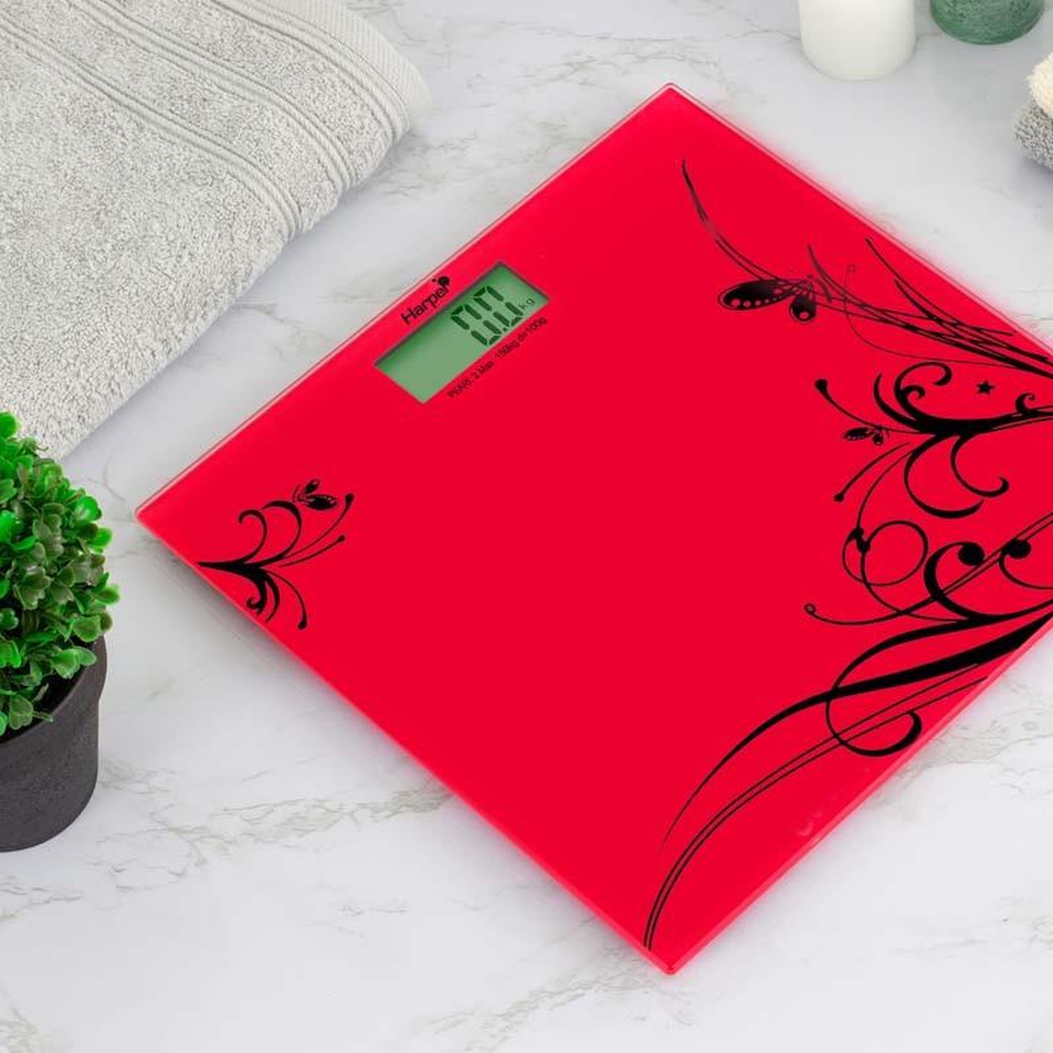 Voir la diapositive 2 : Harper Pèse personne extra slim écran digital pearl2 rouge harper