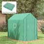 Voir la diapositive 2 : OUTSUNNY Bâche de remplacement serre de jardin dim. 140L x 213l x 190H cm - 2 fenêtres, porte zippée enroulable - PE anti-UV imperméable vert