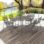 Voir la diapositive 4 : OUTSUNNY Salon de jardin 6 places 7 pièces - table à manger 6 chaises empilables - acier thermolaqué gris