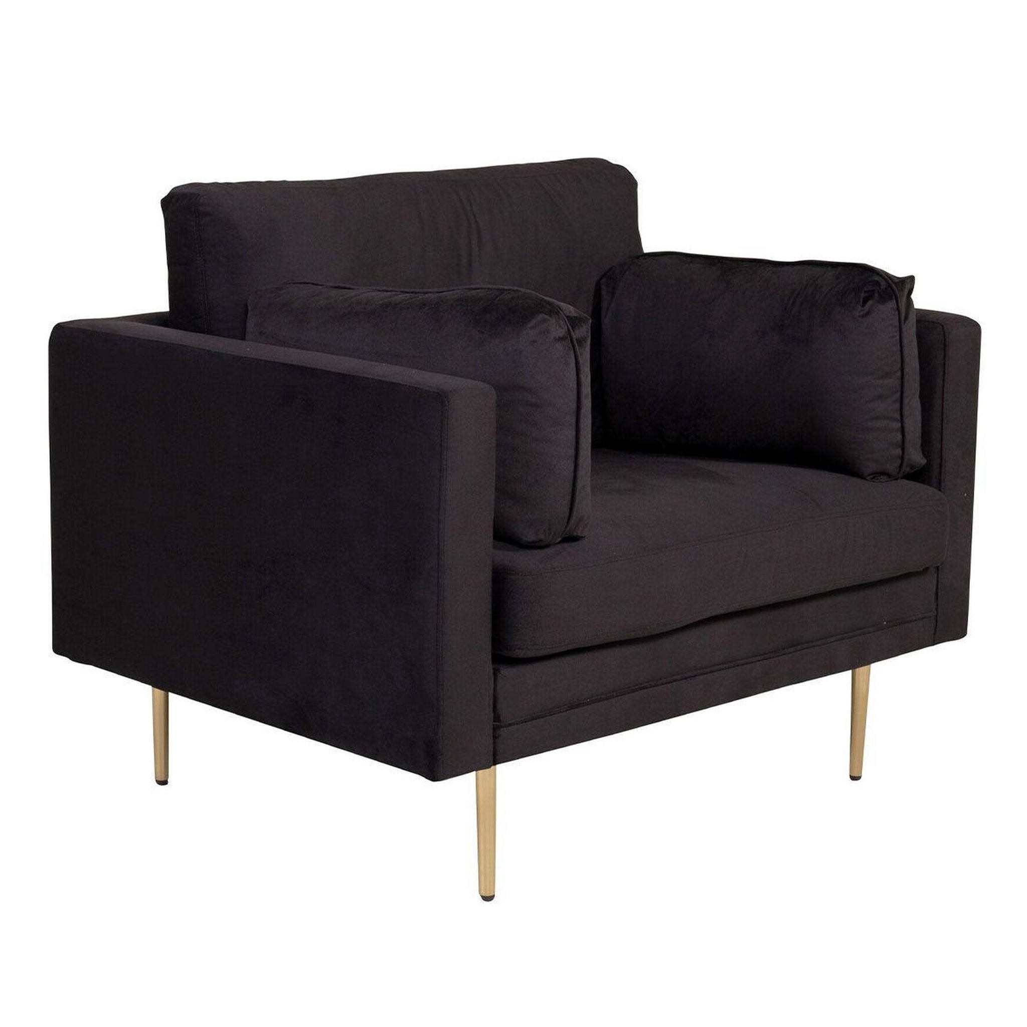 Voir la diapositive 2 : Paris Prix Fauteuil design en velours  boom  110cm noir & or