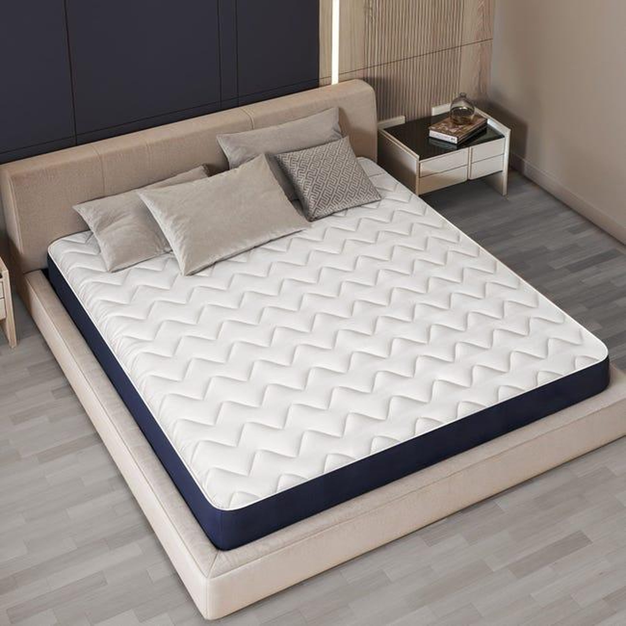 Voir la diapositive 1 : THE WHITE STONE Matelas 80 x 190 en Waterfoam Hypoallergénique | Hauteur 14 cm | Rembourrage en ouate et revêtement en tissu 3D respirant, anti-acarien et antifongique | Fabriqué en Italie