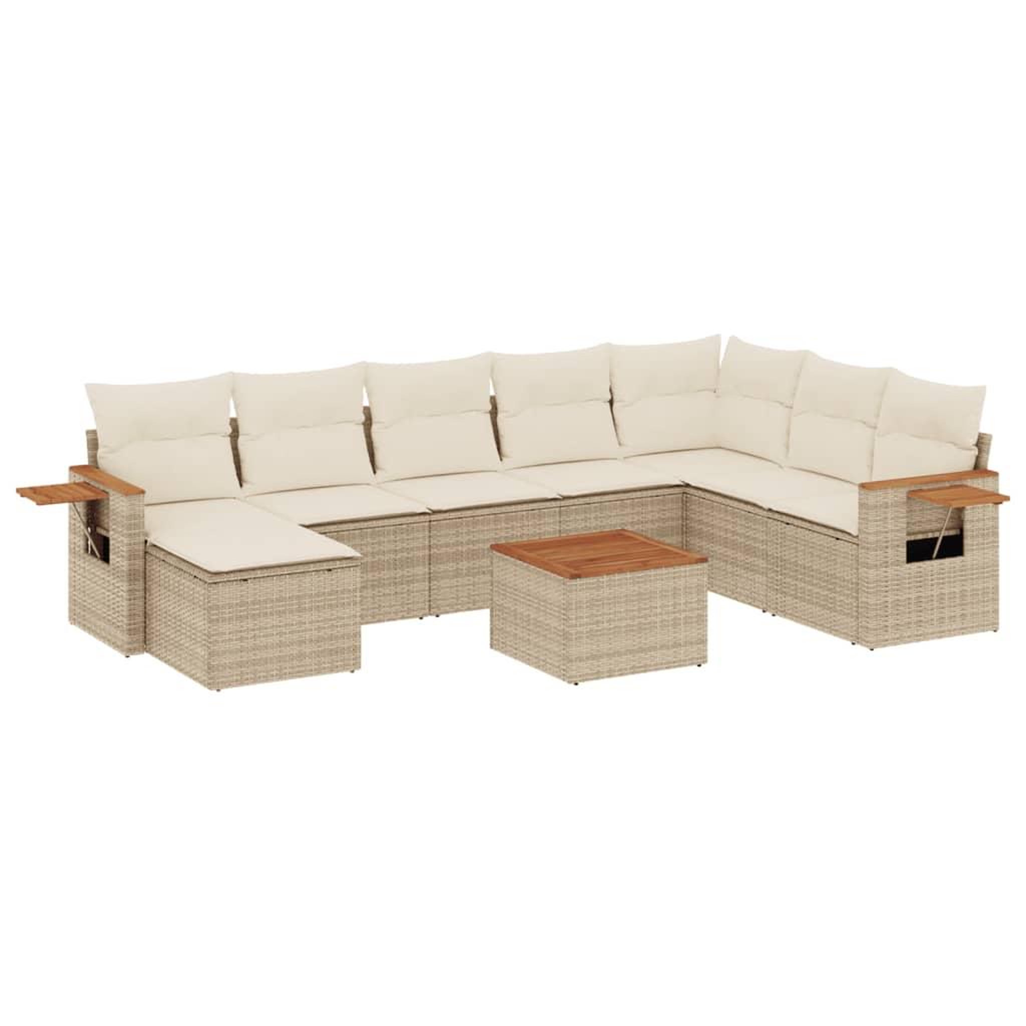 Voir la diapositive 2 : VIDAXL Salon de jardin avec coussins 9 pcs beige resine tressee
