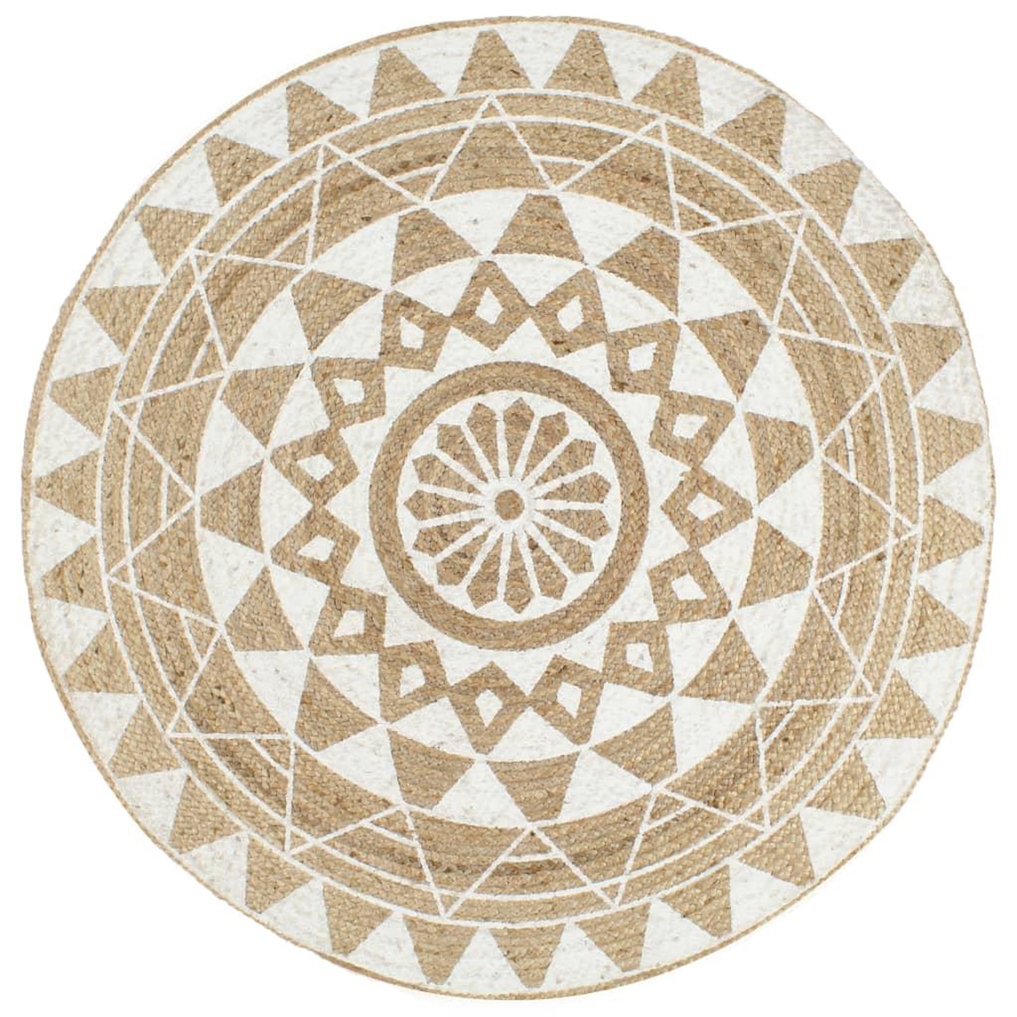VIDAXL Tapis fait a la main Jute avec imprime blanc 90 cm