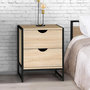 Voir la diapositive 2 : ID MARKET Lot de 2 tables de chevet DETROIT 2 tiroirs bois et métal noir design industriel