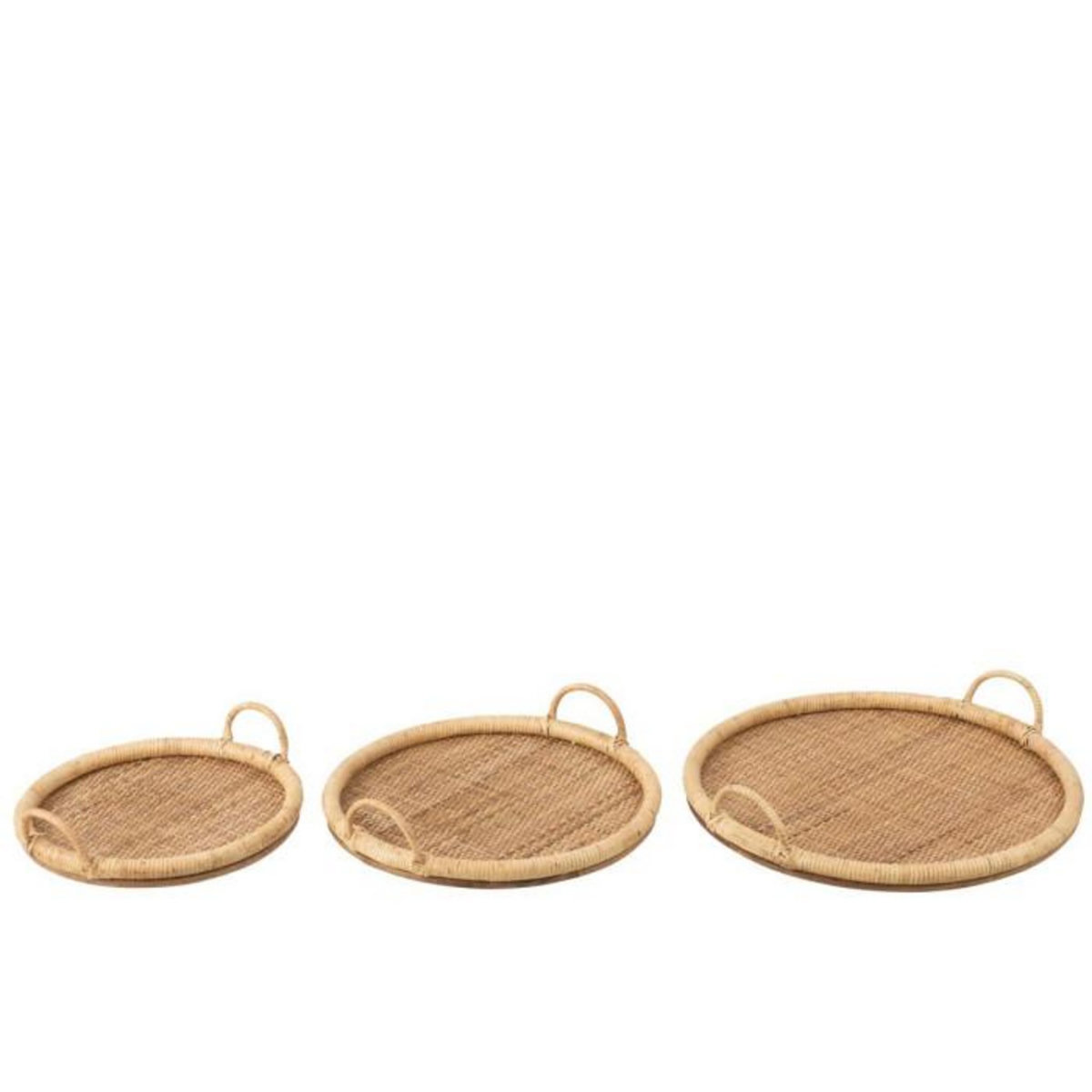 Paris Prix Lot de 3 Plateaux de Service  Rotin  48cm Naturel