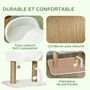 Voir la diapositive 4 : PAWHUT Arbre à chat 2 griffoirs jute naturelle panier jeu 2 boules suspendues avec clochettes peluche blanche