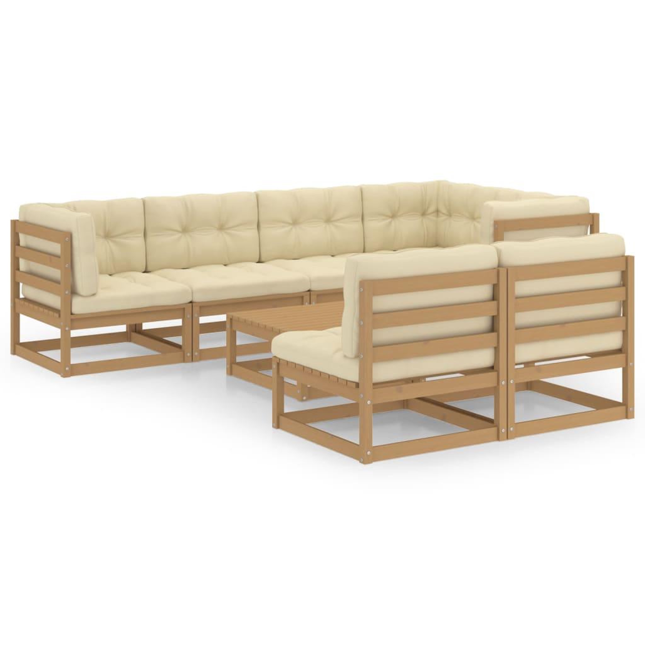 Voir la diapositive 2 : VIDAXL Salon de jardin 8 pcs avec coussins Bois de pin massif
