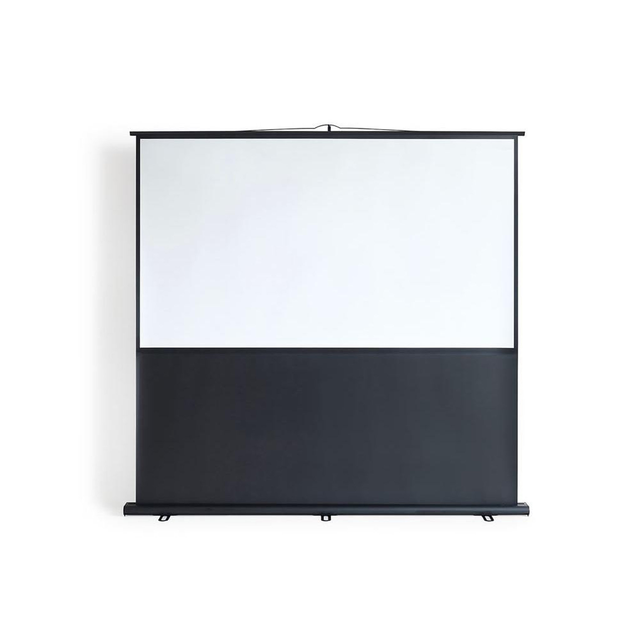Écran de projection portable manuel pullup hd 90  16:9, surface pet blanche gain 1,1, angle de vision 170°, bords noirs, format cinéma