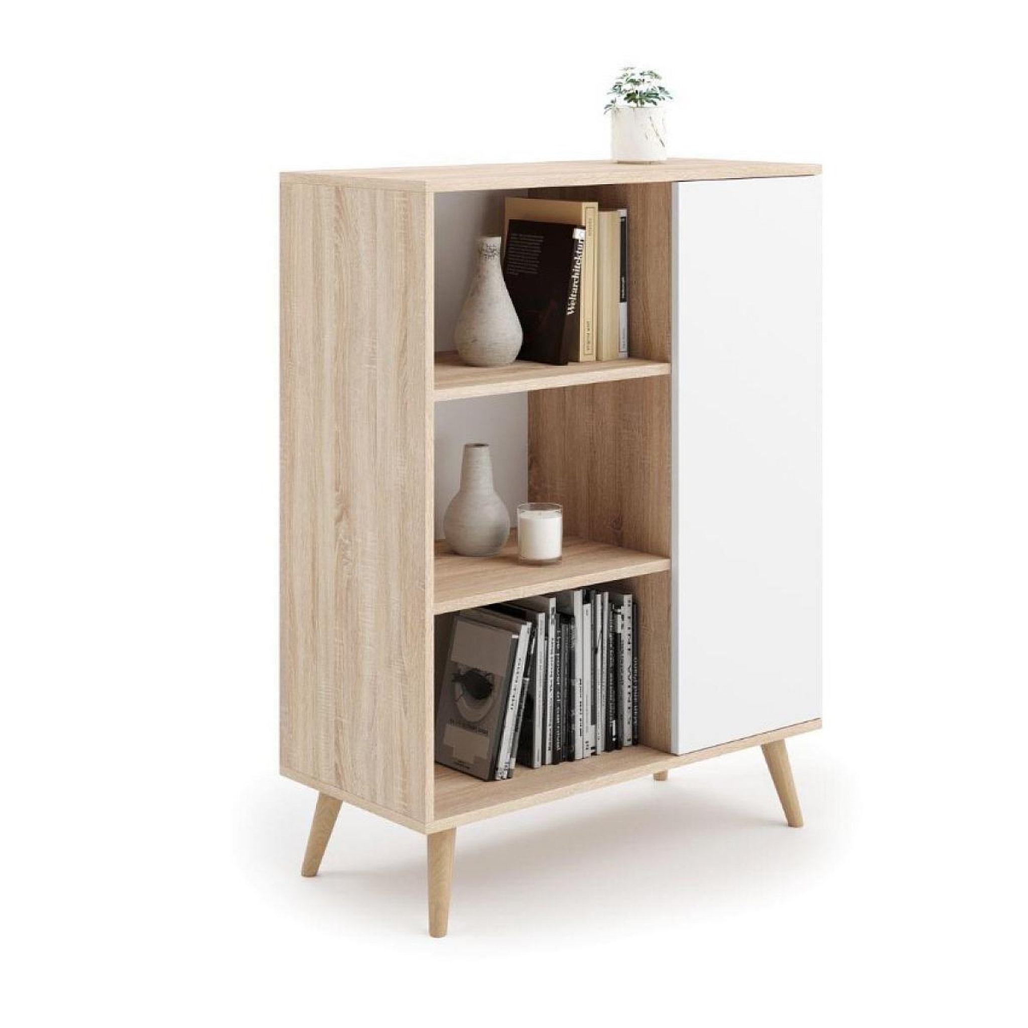 KOBI Bibliothèque naturel-blanc Fondi