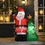 HOMCOM Père Noël gonflable LED 1,5H m avec sapin polyester imperméable rouge vert