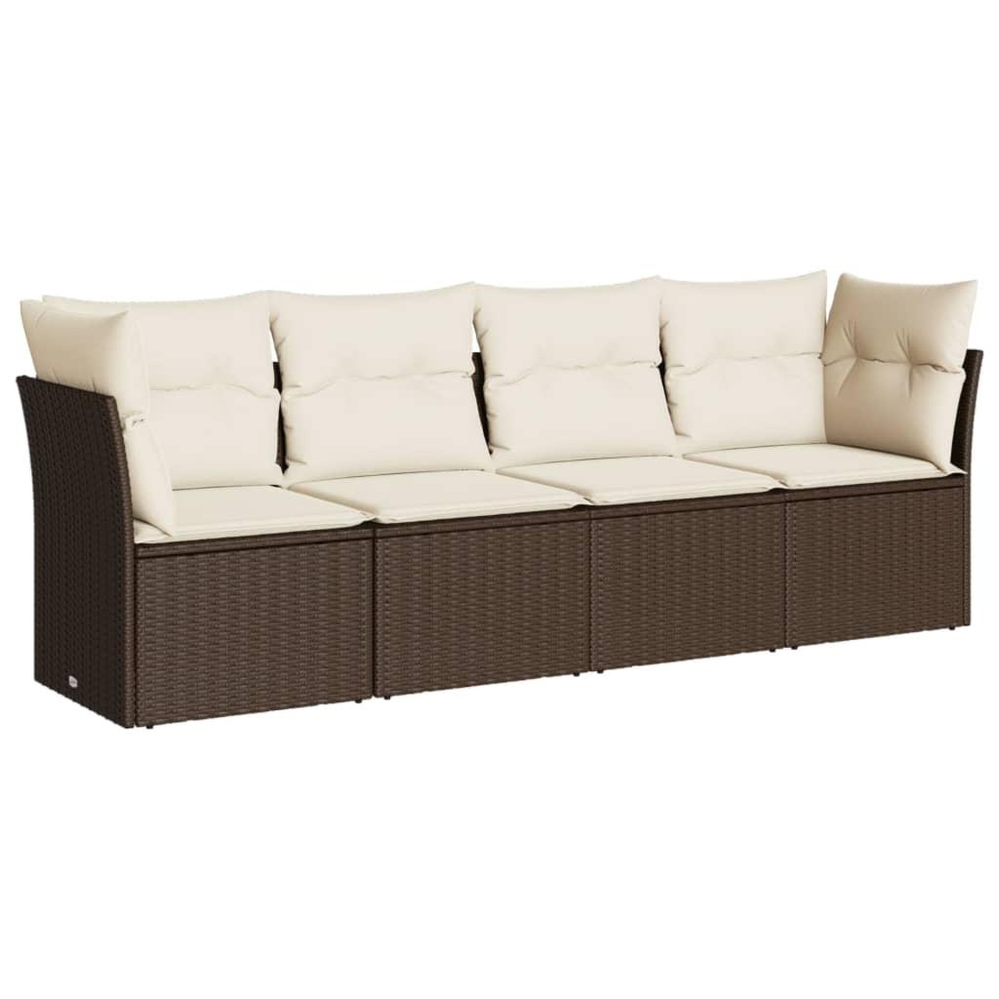Voir la diapositive 2 : VIDAXL Salon de jardin 4 pcs avec coussins marron resine tressee