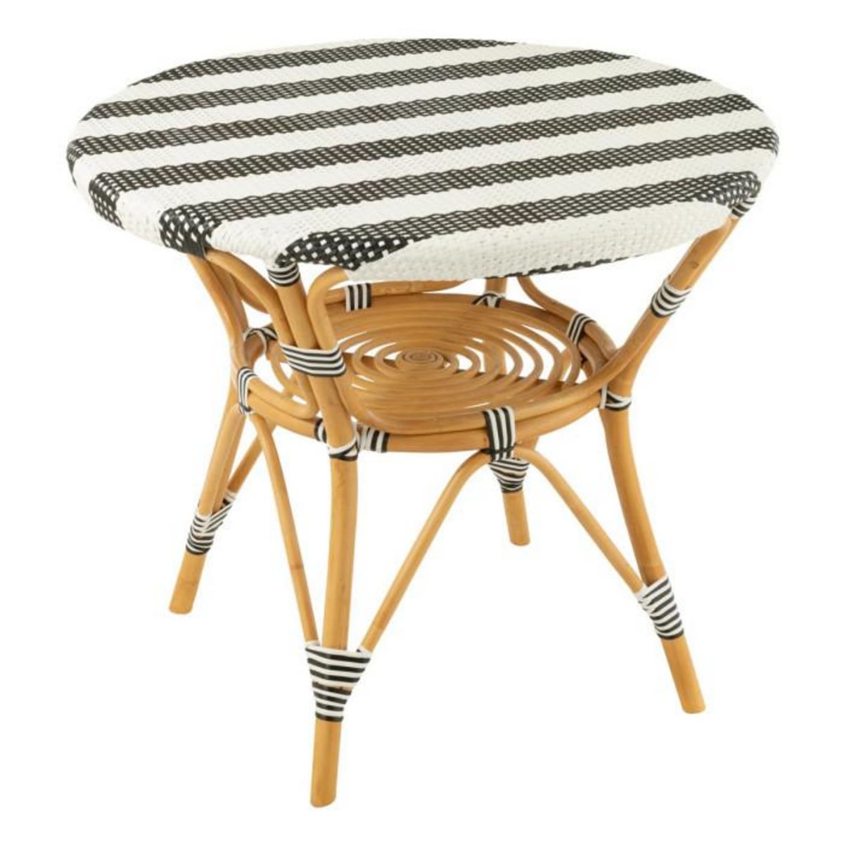 Paris Prix Table à Manger en Rotin  Danial  90cm Noir