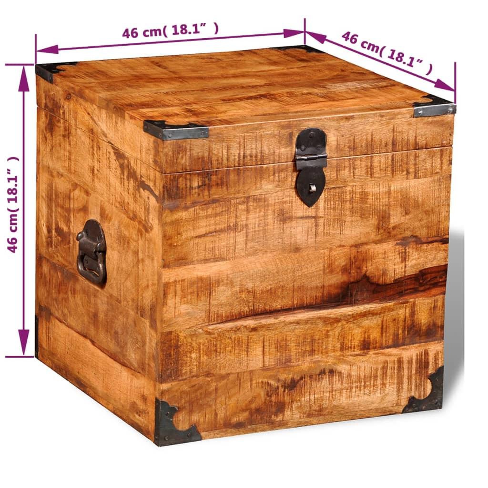 Voir la diapositive 6 : VIDAXL Coffre de rangement cubique bois de manguier brut