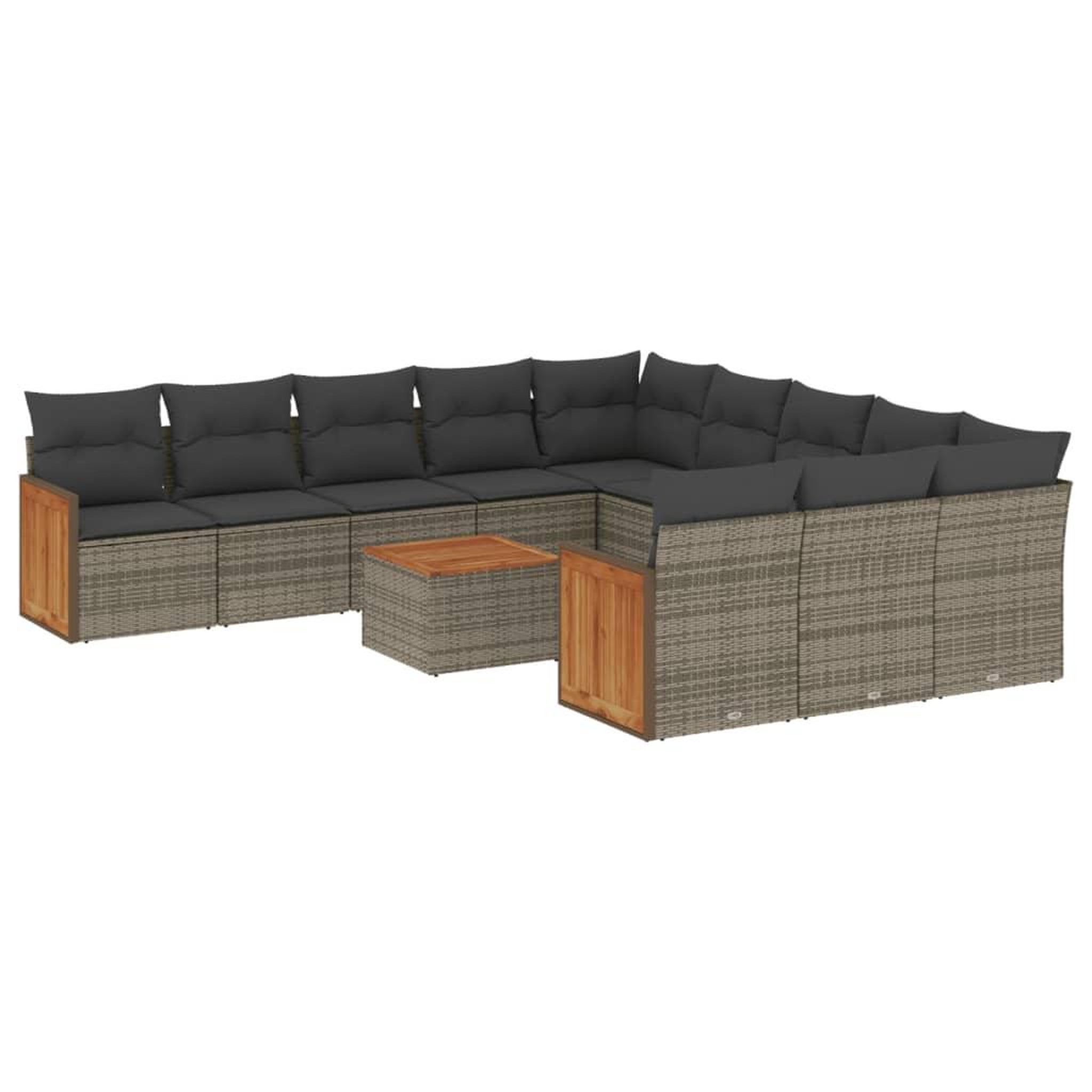 Voir la diapositive 2 : VIDAXL Salon de jardin avec coussins 12 pcs gris resine tressee
