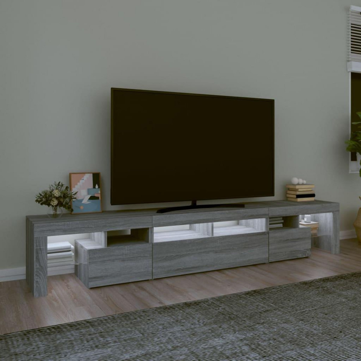 VIDAXL Meuble TV avec lumieres LED Sonoma gris 230x36,5x40 cm