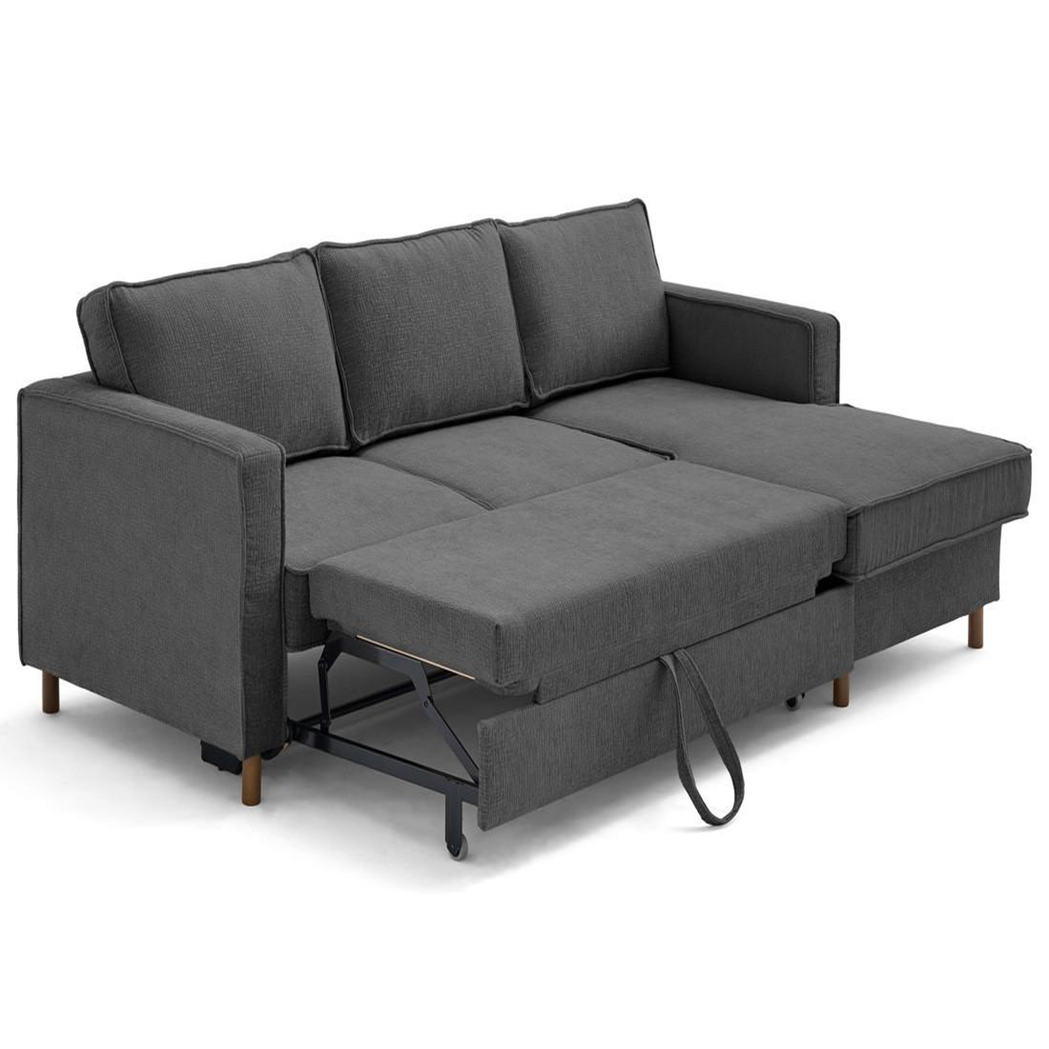Voir la diapositive 2 : LISA DESIGN Jake - canapé d'angle droit 4 places convertible avec coffre en tissu velours relief