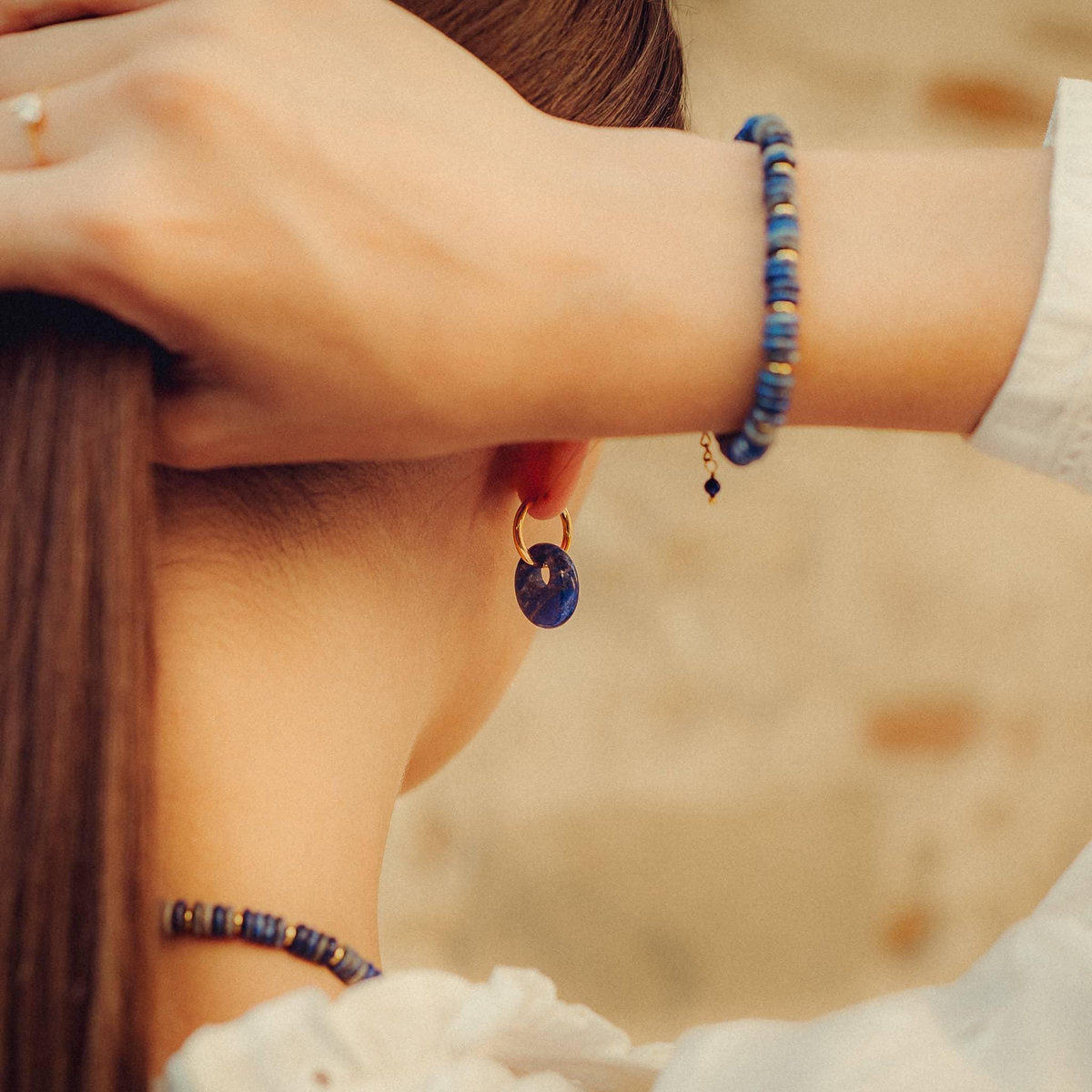 SLOYA Boucles d'oreilles Blima en pierres Lapis-lazuli