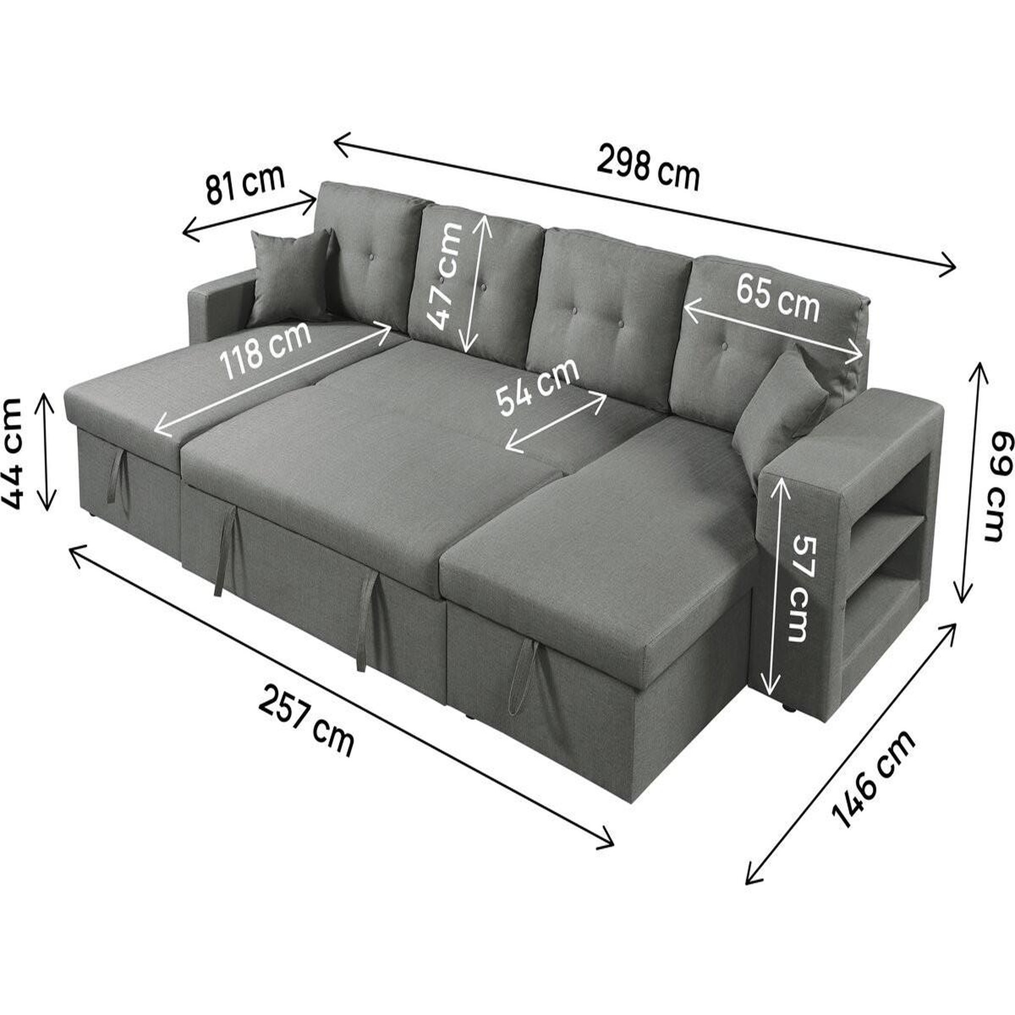 Voir la diapositive 3 : Habitat et Jardin Canapé d'angle panoramique convertible en tissu  axel  - 4 places - gris