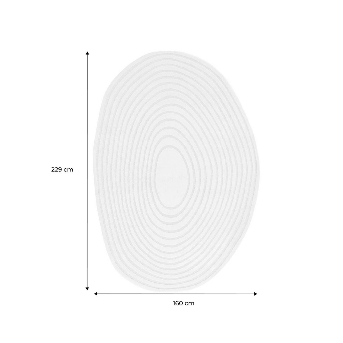 SWEEEK Tapis intérieur forme de galet motif circulaire crème Amanda 160x230cm