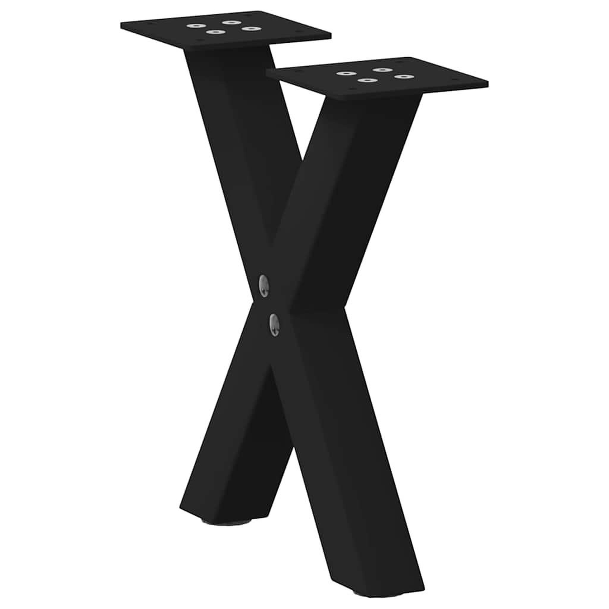 VIDAXL Pieds de table basse forme de X 2 pcs noir 37x(30-31) cm acier