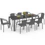 Voir la diapositive 1 : ID MARKET Salon de jardin THELMA table 190 CM et 8 chaises empilables gris anthracite