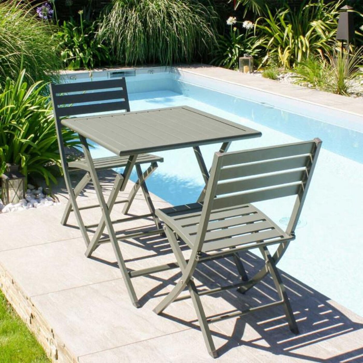 Paris Prix Lot de 2 Chaises de Jardin Pliantes  Marius  82cm Kaki