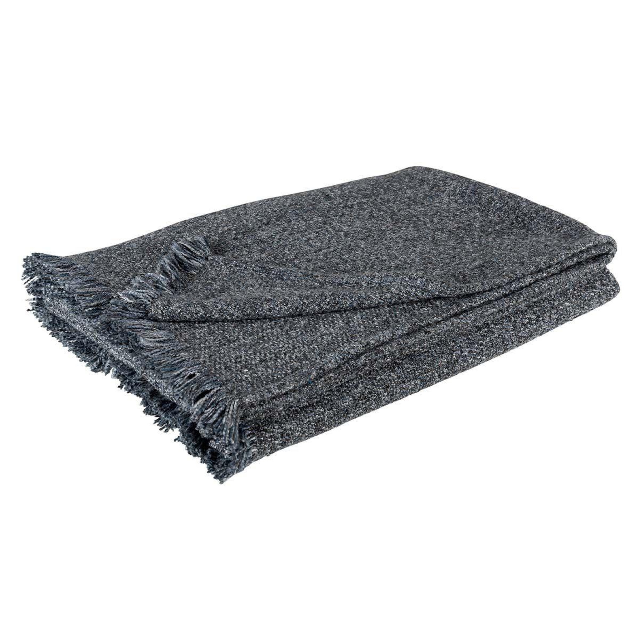 J-LINE Plaid déco en coton  edud  130x170cm bleu