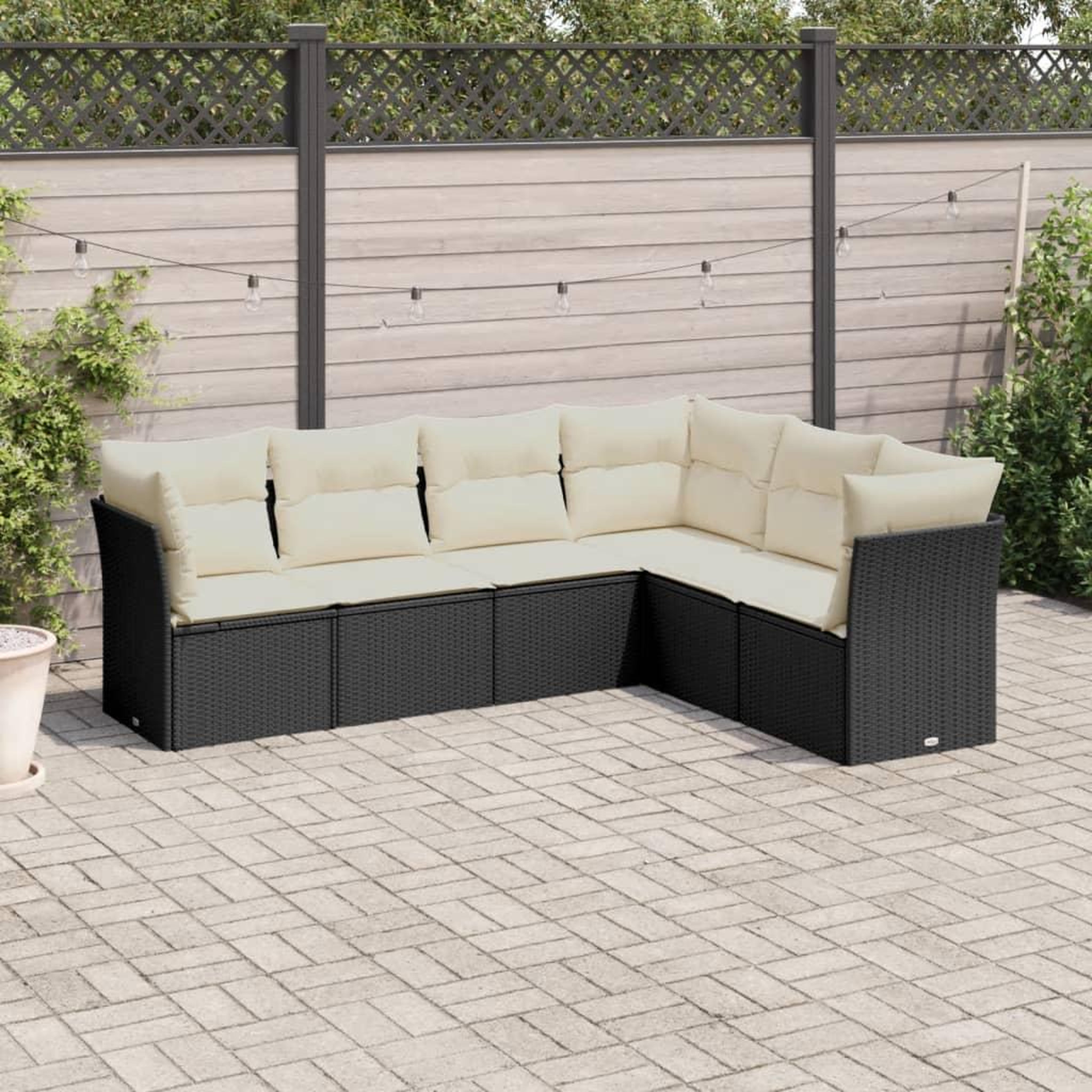 VIDAXL Salon de jardin 6 pcs avec coussins noir resine tressee