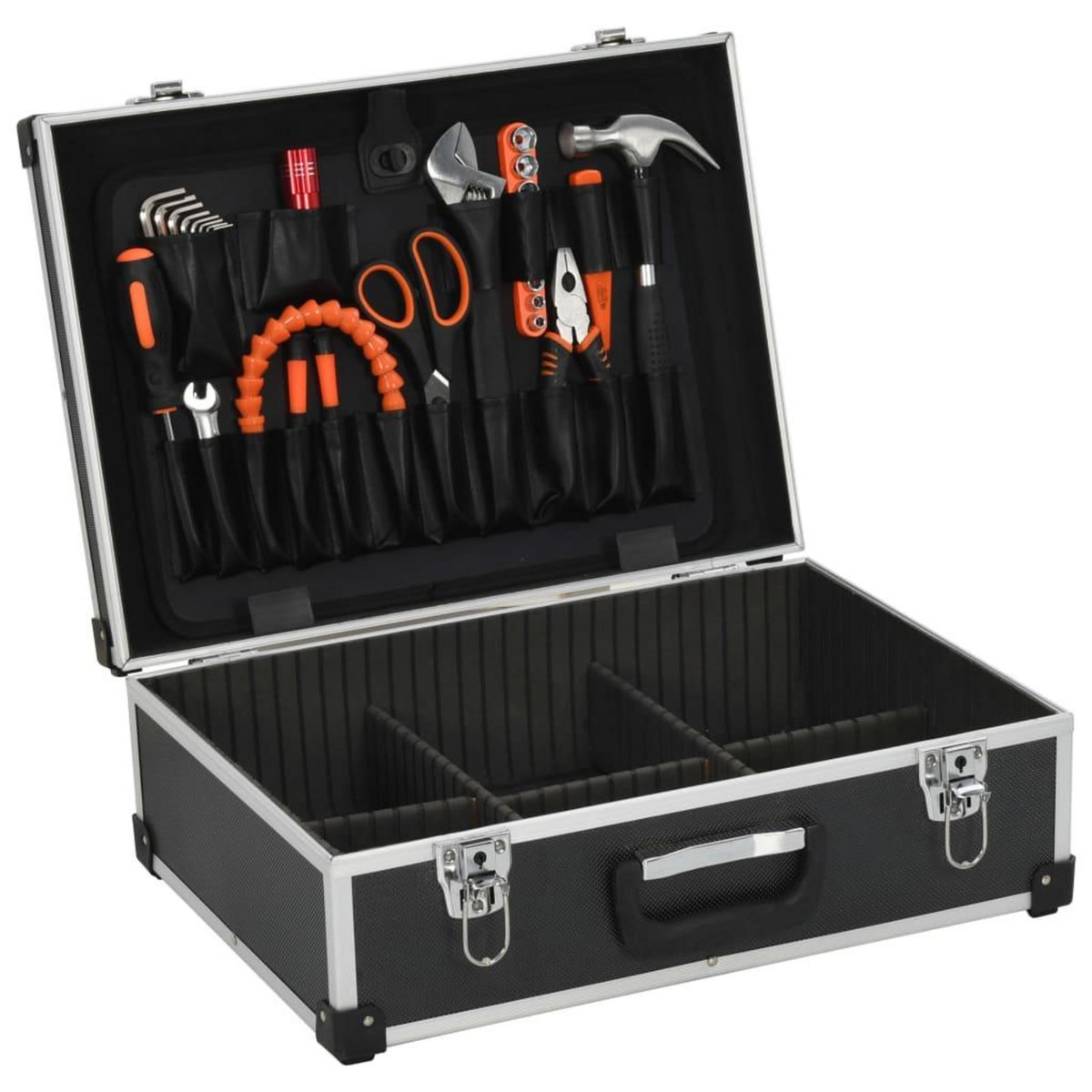 VIDAXL Valise a outils 46 x 33 x 16 cm Noir Aluminium