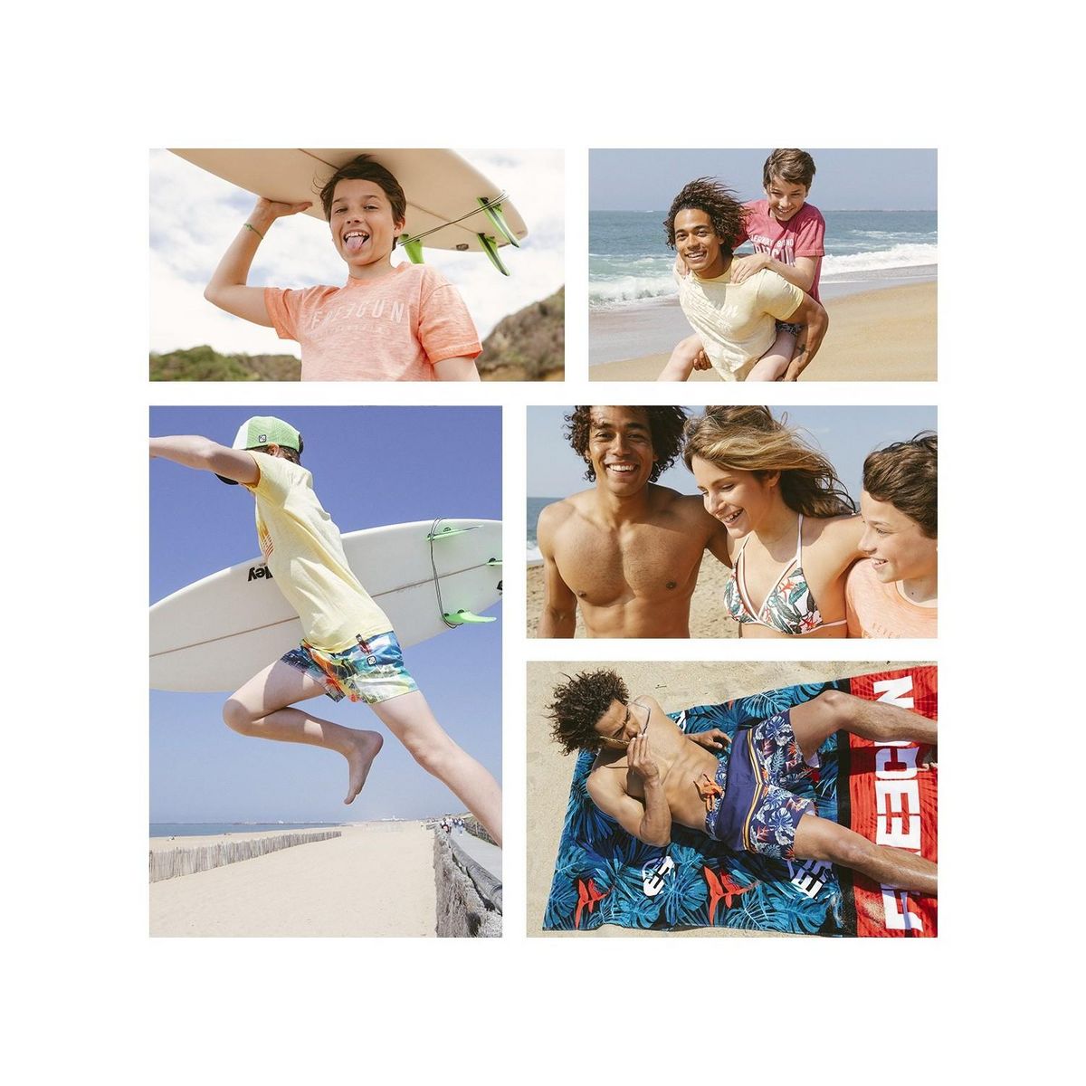 FREEGUN Boardshort court garçon avec ceinture demi-élastiquée