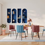 Voir la diapositive 6 : MAISON PAVANE Lot de 2 chaises en velours bleu et pieds en métal noir-Rosy