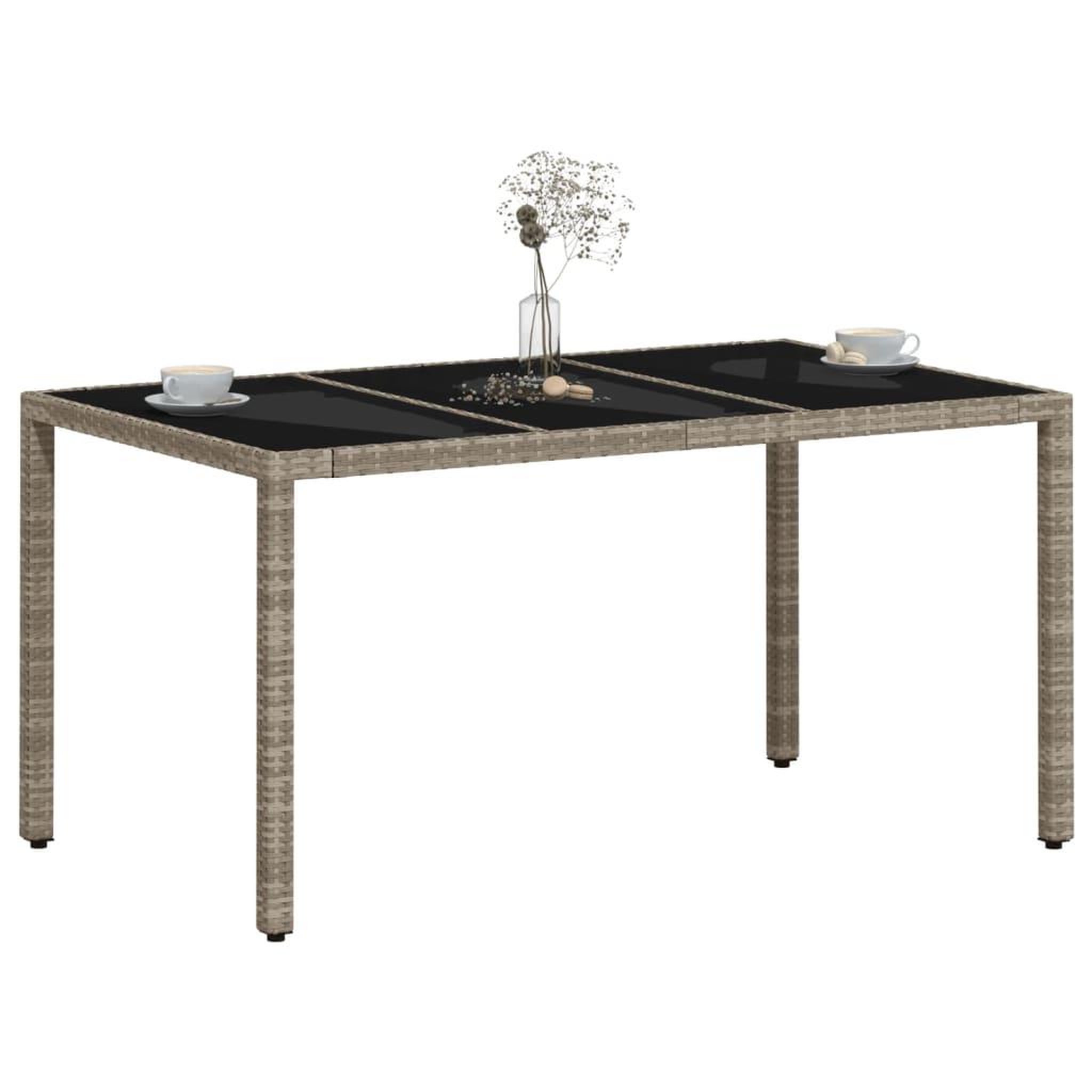 Voir la diapositive 4 : VIDAXL Table de jardin dessus en verre gris clair resine tressee