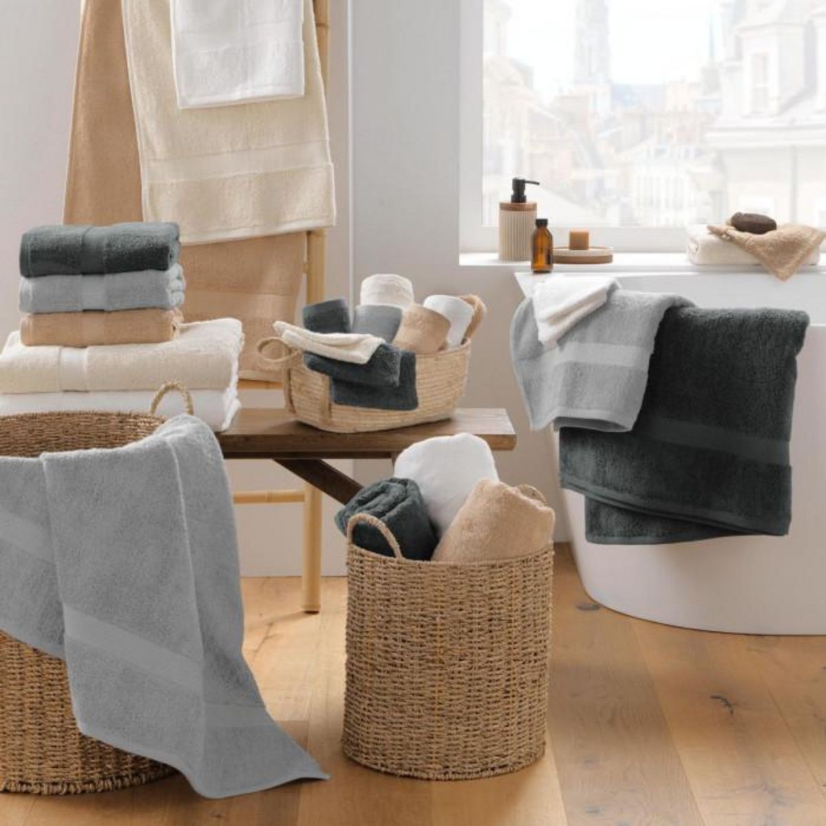 Paris Prix Drap de Bain  Elegance  90x150cm Gris Perle