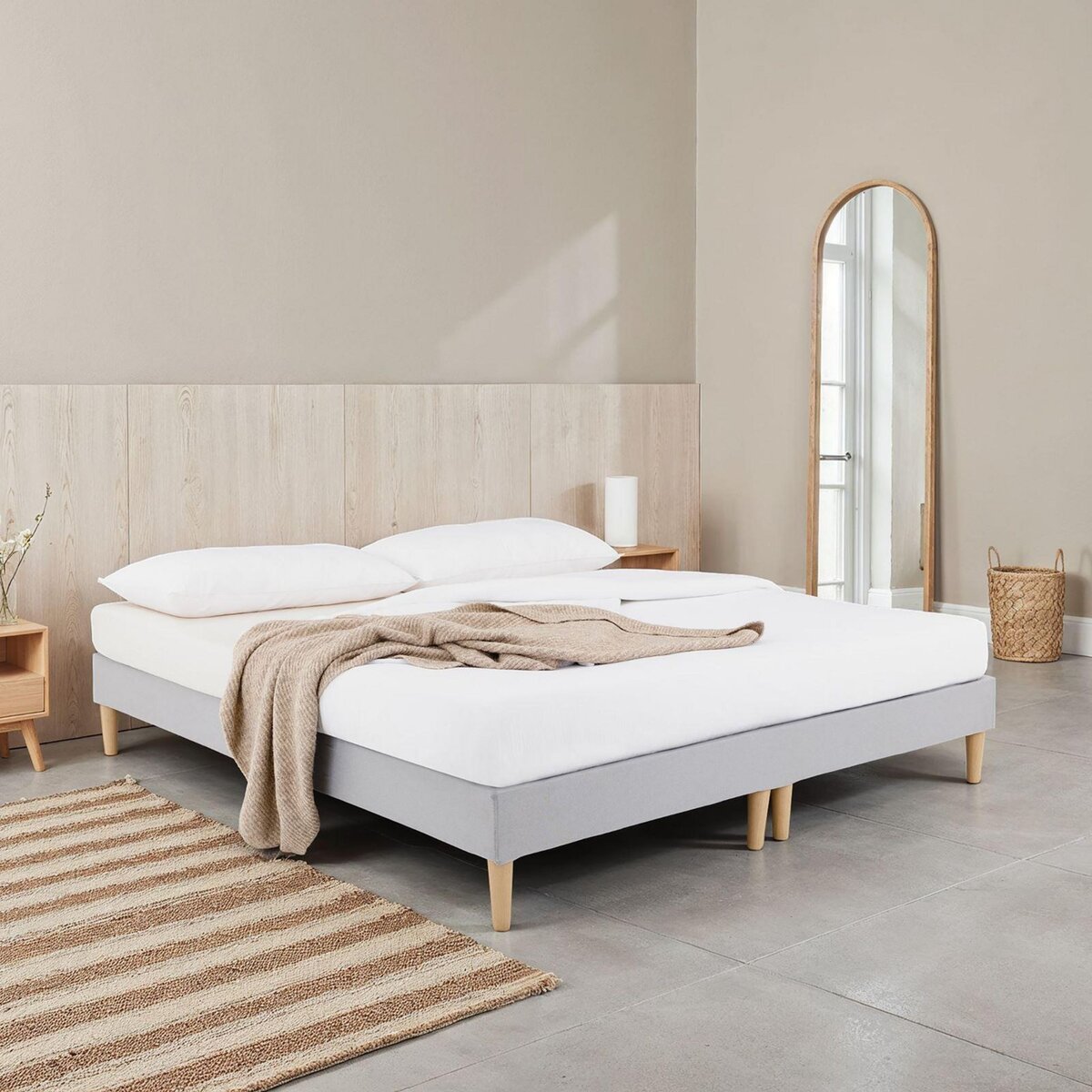 IDIMEX Sommier tapissier RENNES 180 x 200 cm revêtement tissu