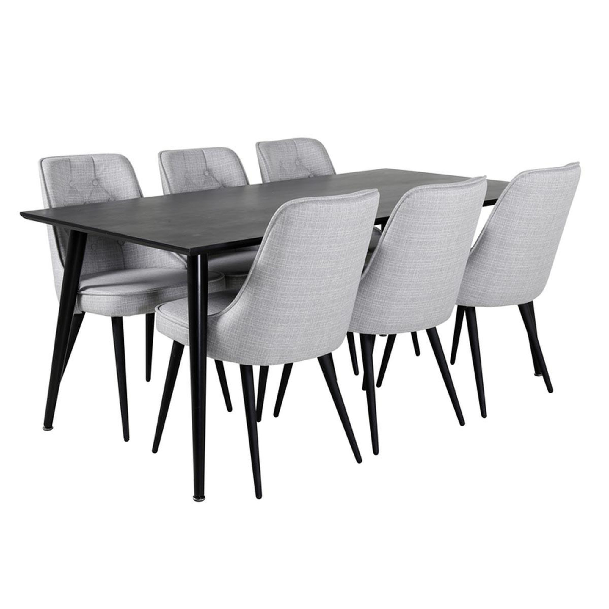 Paris Prix Ensemble table à manger & 6 chaises  dipp & deluxe  180cm noir & gris