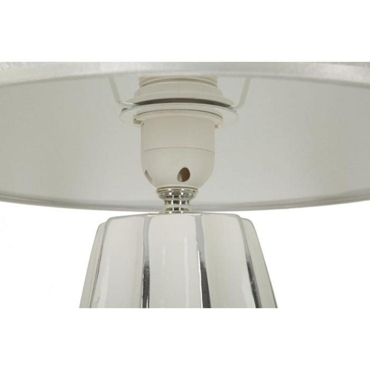 Paris Prix Lampe à Poser en Céramique  Emmi  45cm Argent & Blanc